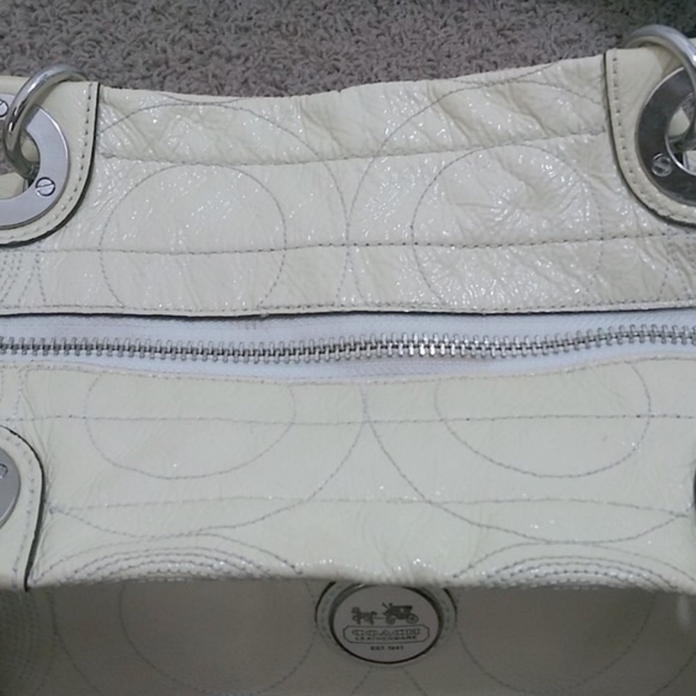 Coach - Yellow Leather & Canvas Diaper/Tote Bag - Picture 8 of 11